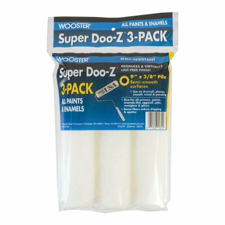 WOOSTER Super Doo-Z Fabric 9 in. W X 3/8 in. Paint Roller Cover, 3PK R725-9